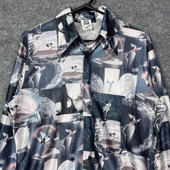 Vintage 70's Kennington Poly Mickey Mouse Fantasia Disney Shirt Disco men M - Picture 3 of 8